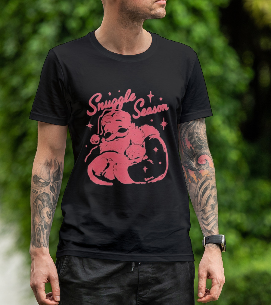 Snuggle Season Santa Claus Christmas Cat T-Shirt