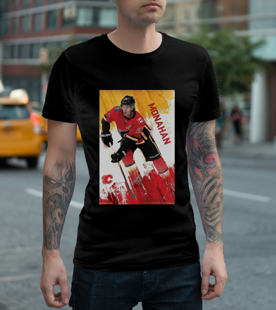 Sean Monahan Calgary Flames NHL Hockey Action T-Shirt