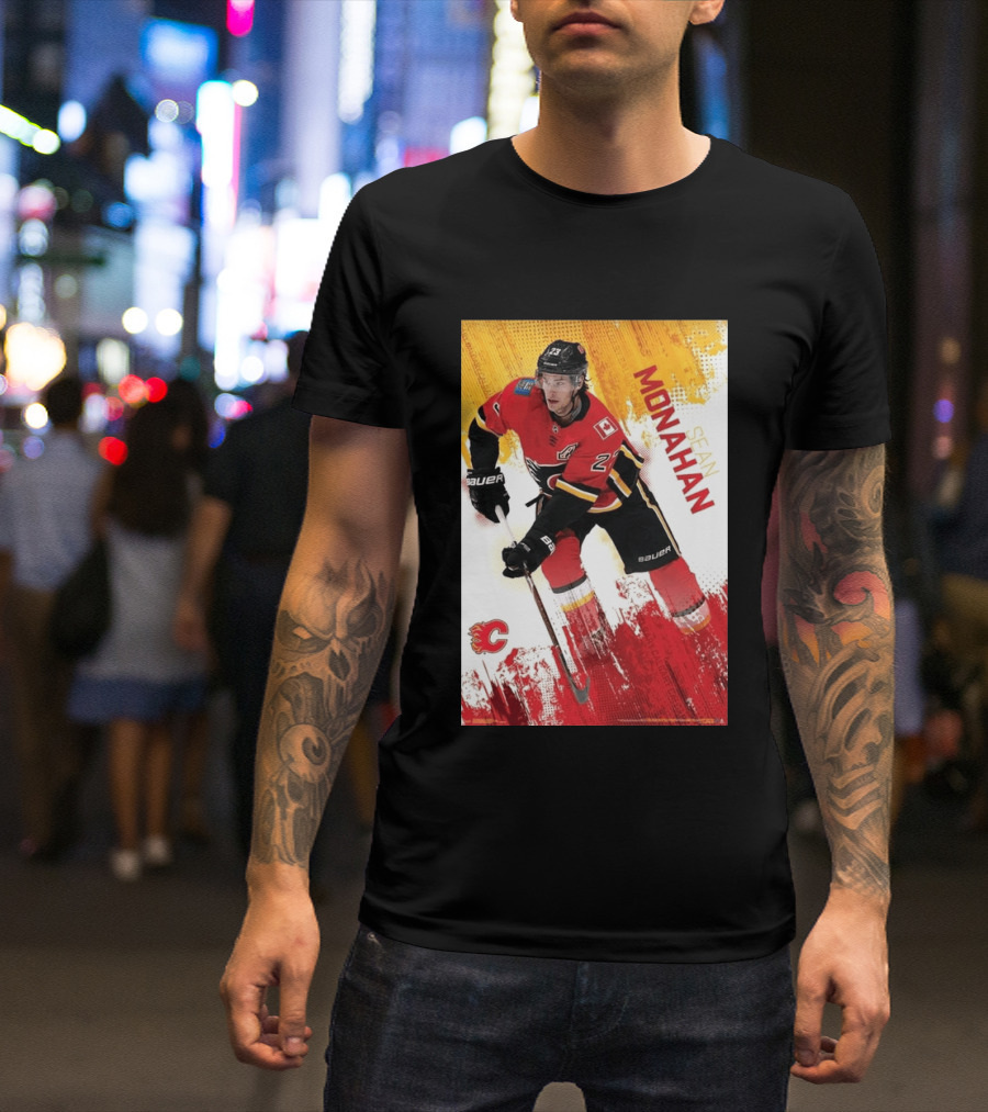 Sean Monahan Calgary Flames NHL Hockey Action T-Shirt