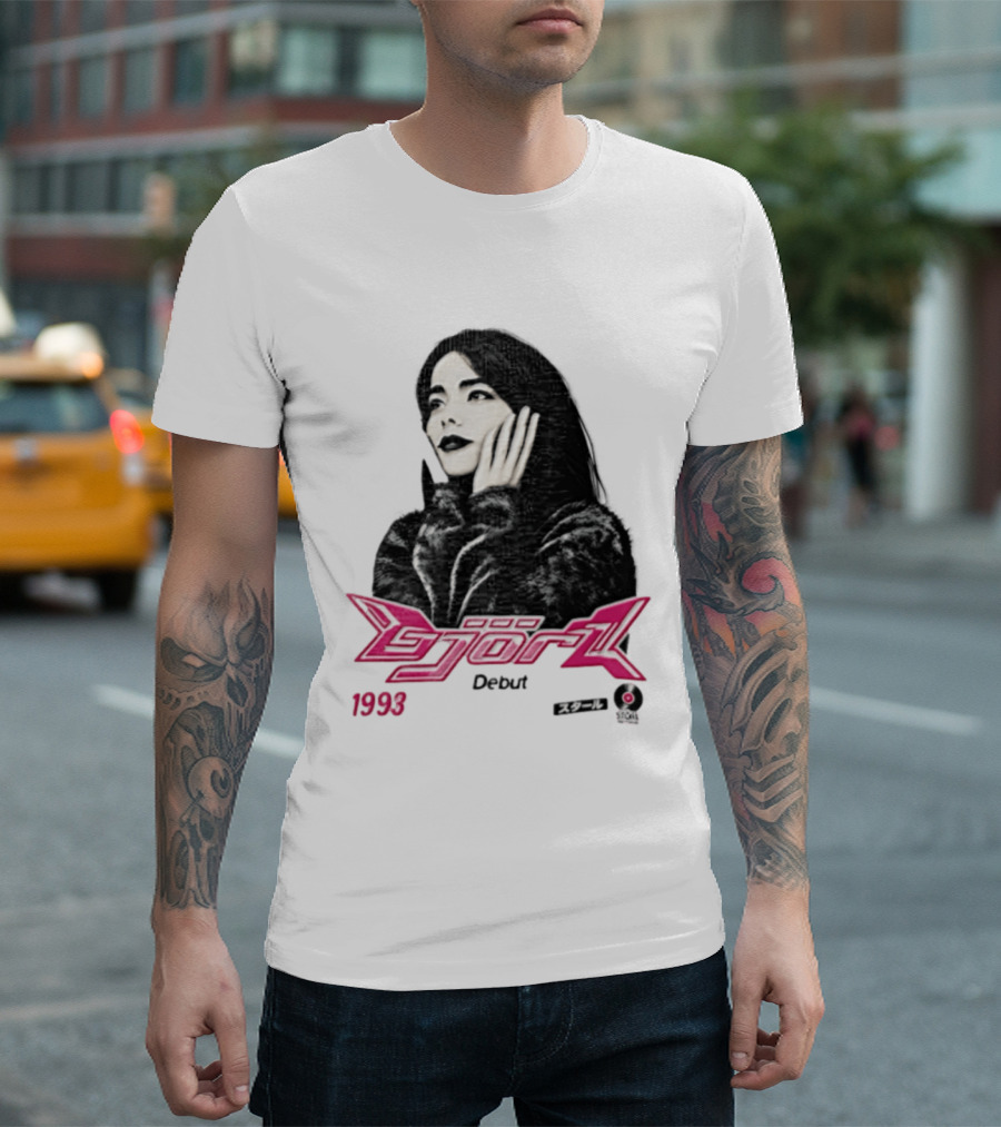 Bjork Debut 1993 Woman Hands On Face Pink T-Shirt