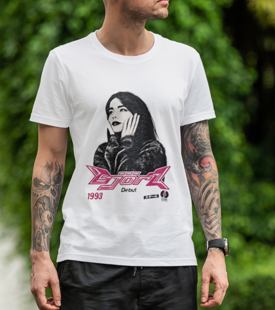 Bjork Debut 1993 Woman Hands On Face Pink T-Shirt