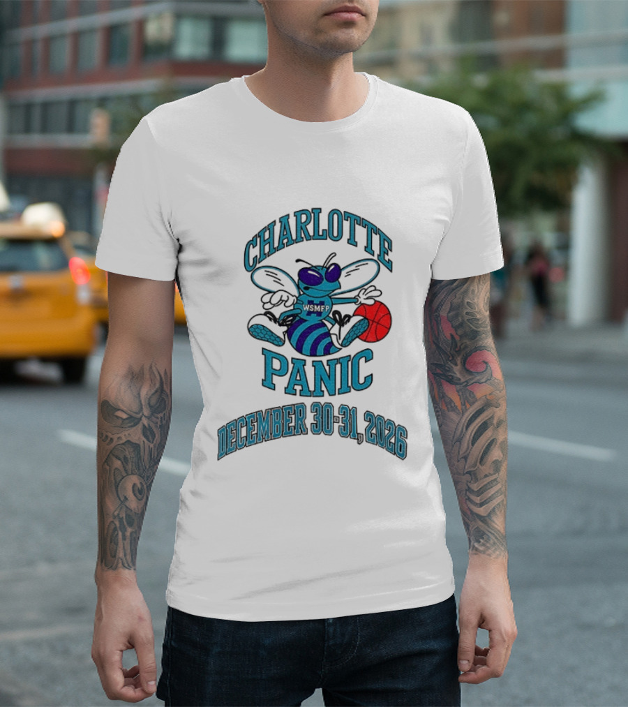 Charlotte Panic December 30 31 2026 Hornet Dribbling Basketball Cartoon T-Shirt