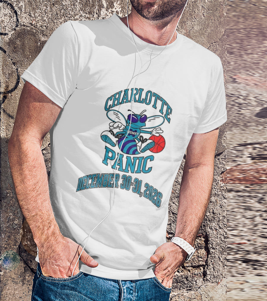 Charlotte Panic December 30 31 2026 Hornet Dribbling Basketball Cartoon T-Shirt