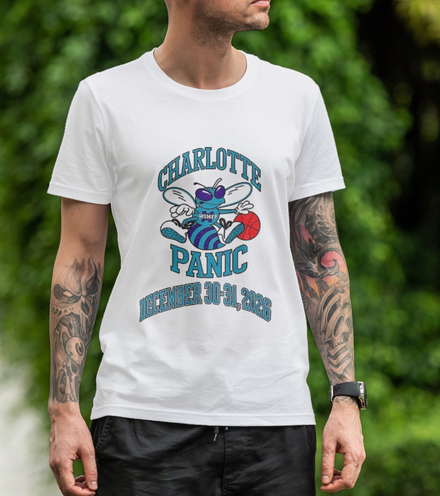 Charlotte Panic December 30 31 2026 Hornet Dribbling Basketball Cartoon T-Shirt