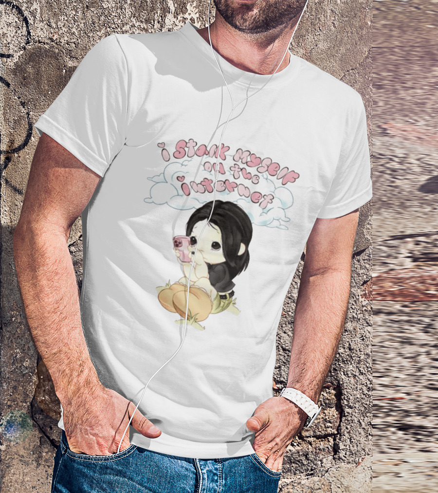I Stalk Myself On The Internet Cute Cartoon Character With Phone T-Shirt