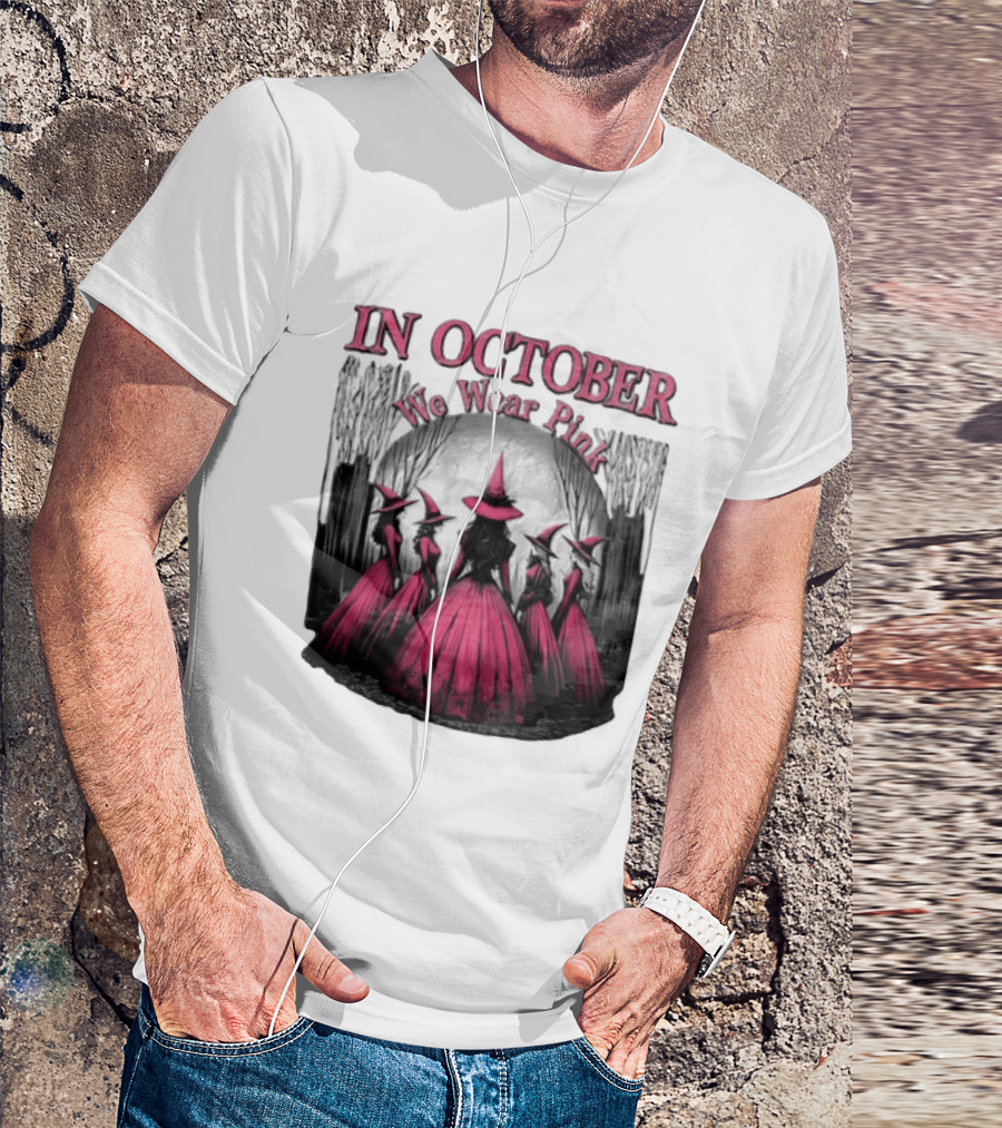In October We Wear Pink Five Witches Pink Dresses Forest Moon T-Shirt