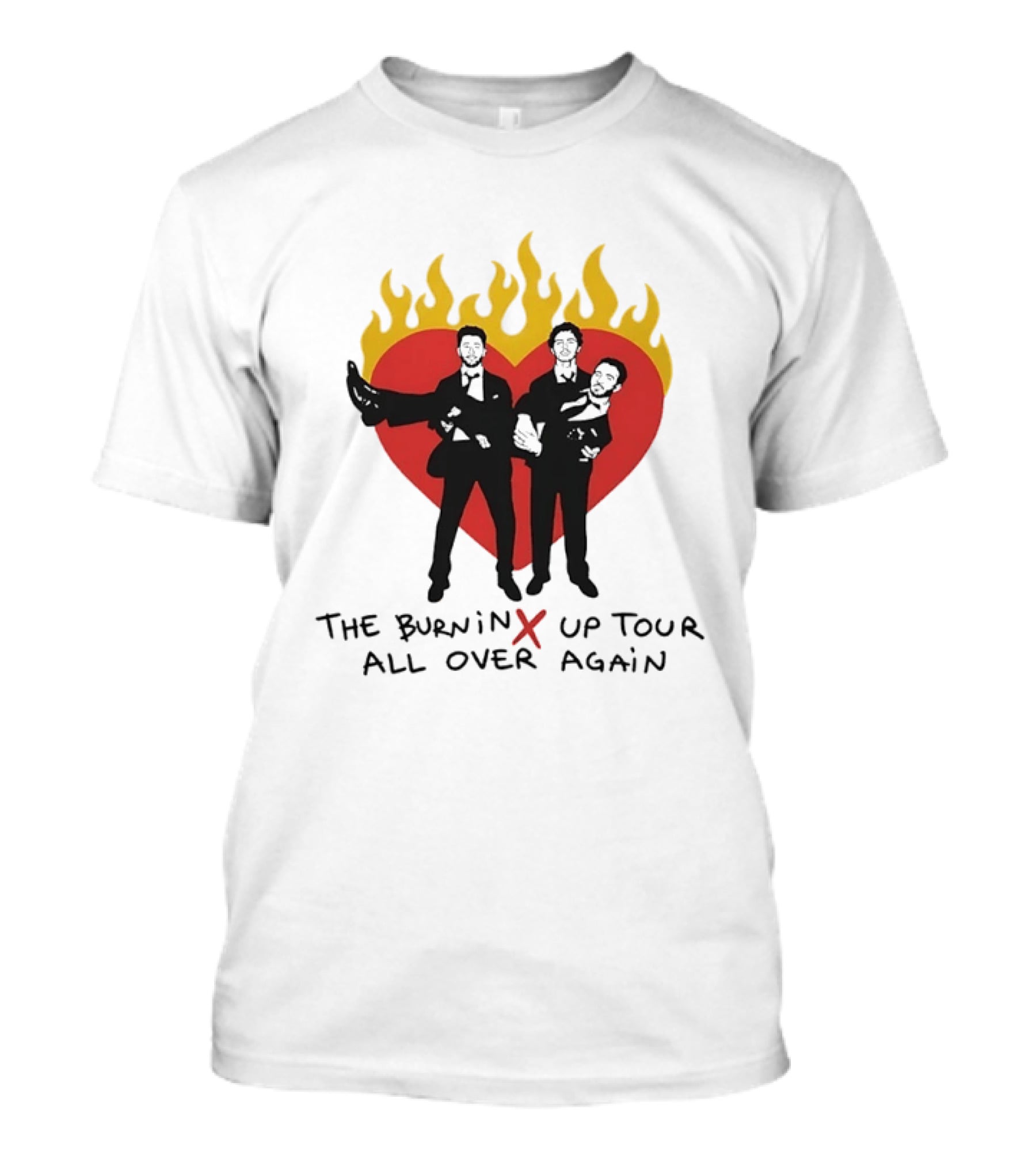 Jonas Brothers Burnin Up Tour All Over Again Fiery Heart Trio T-Shirt