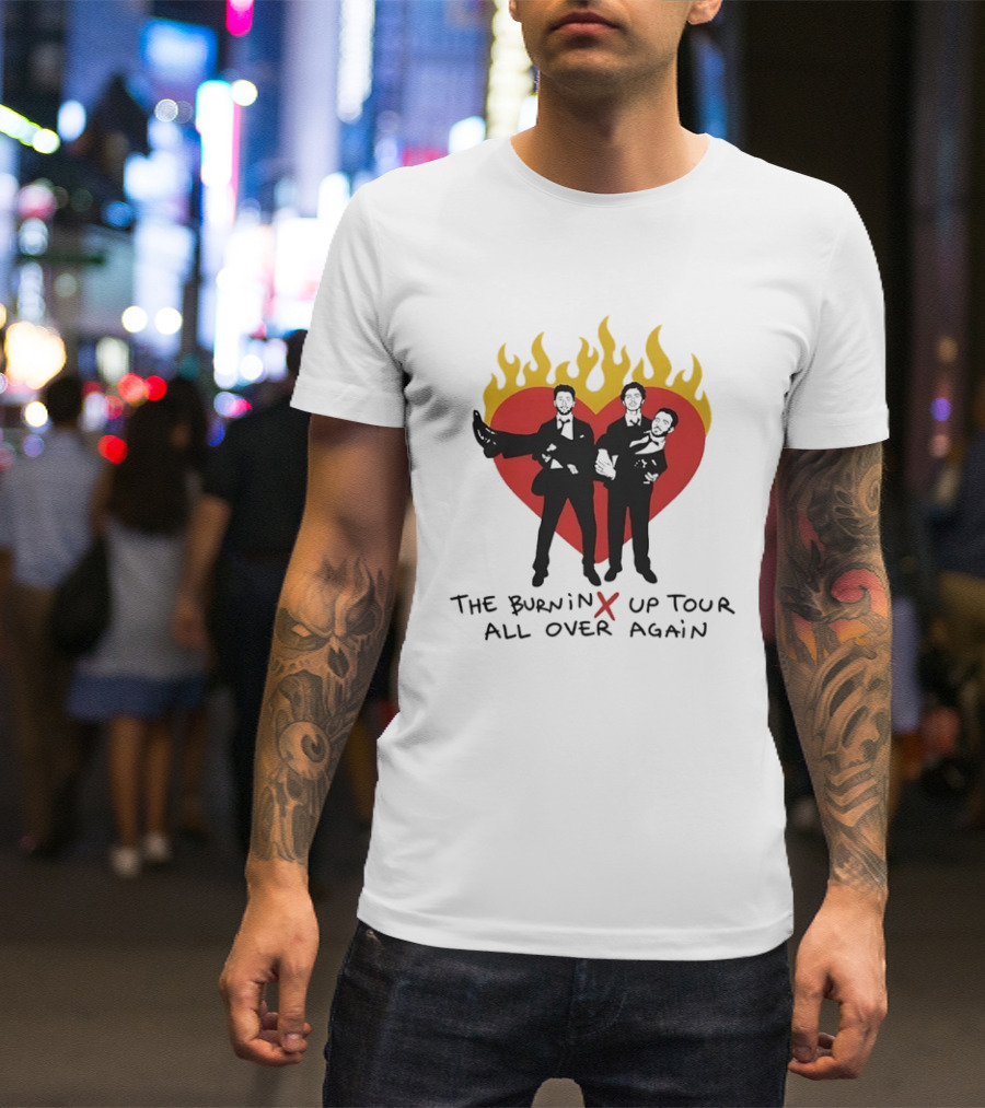 Jonas Brothers Burnin Up Tour All Over Again Fiery Heart Trio T-Shirt