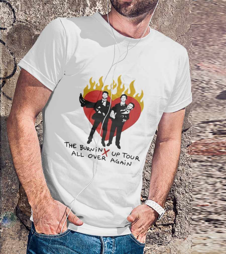 Jonas Brothers Burnin Up Tour All Over Again Fiery Heart Trio T-Shirt