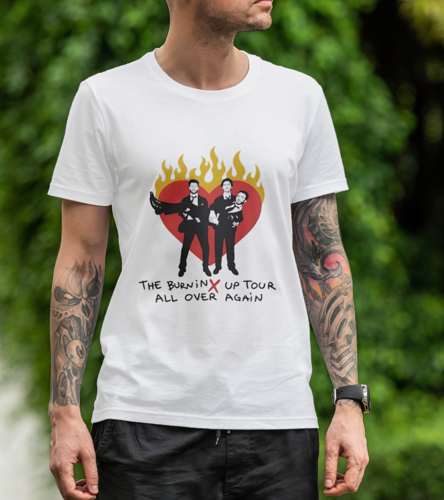Jonas Brothers Burnin Up Tour All Over Again Fiery Heart Trio T-Shirt