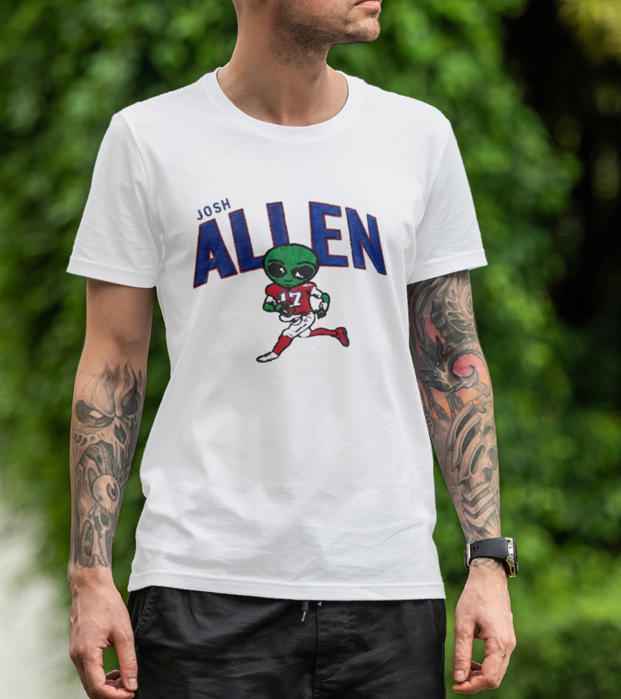 Josh Allen Buffalo Bills Alien 17 Football Player Running T-Shirt