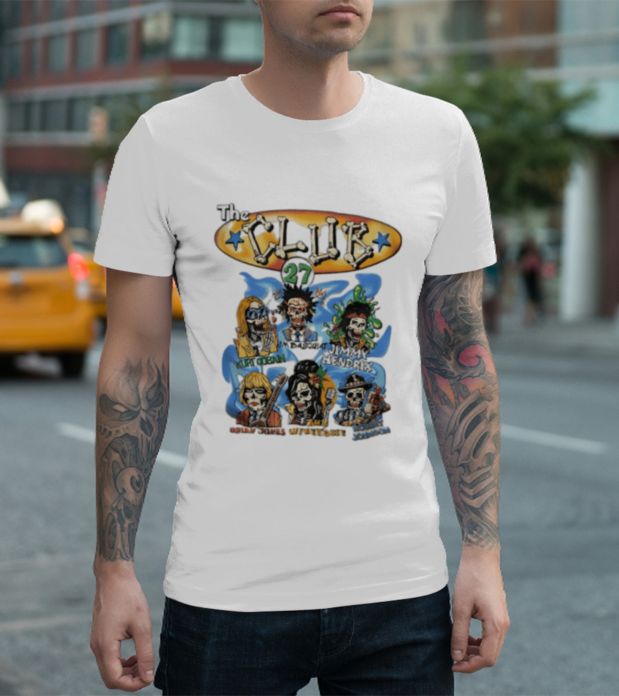 The Club 27 Kurt Cobain Basquiat Jimi Hendrix Brian Jones Amy Winehouse Robert Johnson T-Shirt