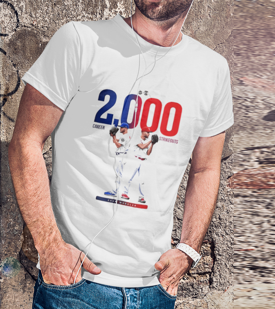 Zack Wheeler 2000 Career Strikeouts NY Mets Philadelphia Phillies T-Shirt
