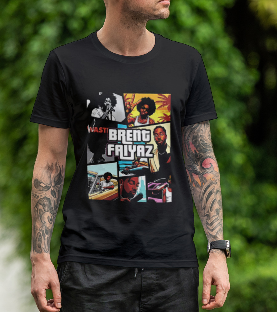 Brent Faiyaz Wasteland Multiple Panels Singer Lifestyle Retro Beach Vibe T-Shirt