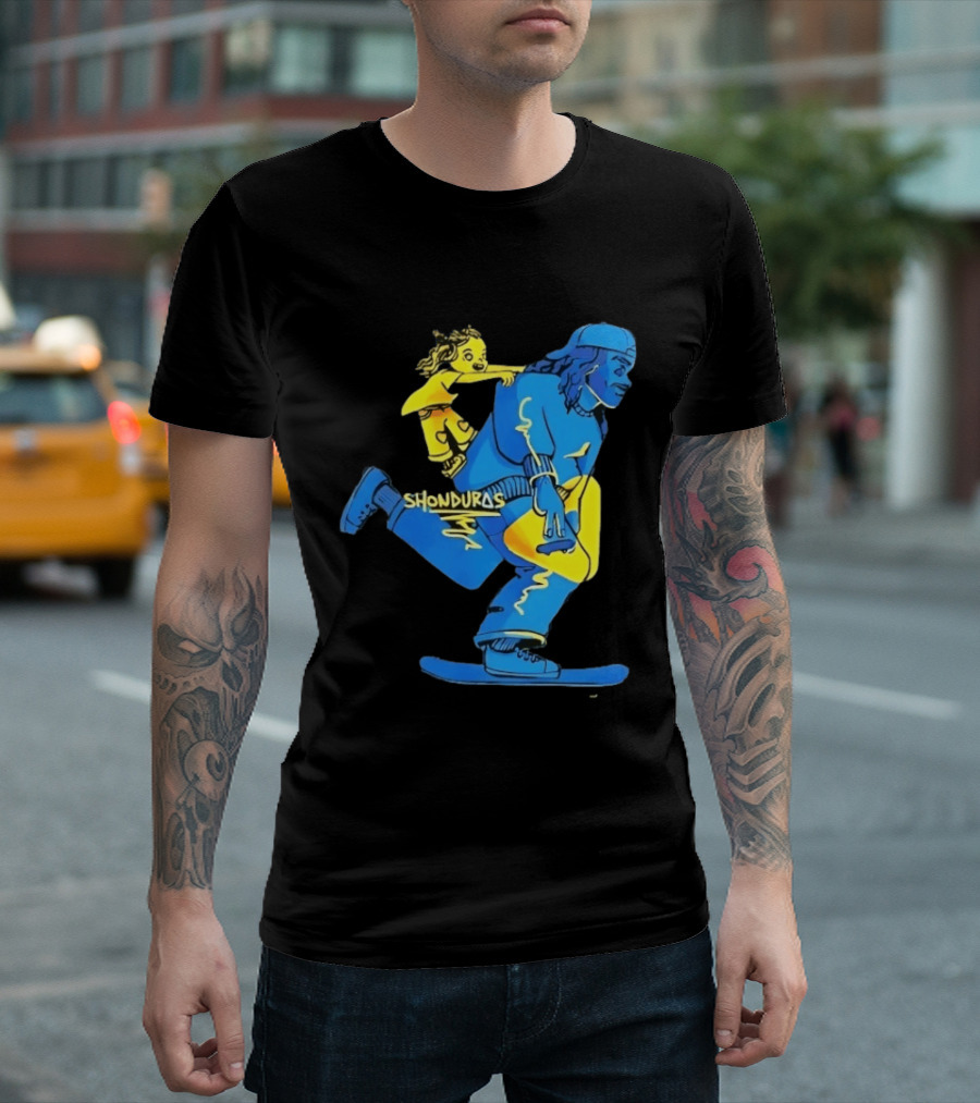Shonduras Skateboard Skater Yellow Blue T-Shirt