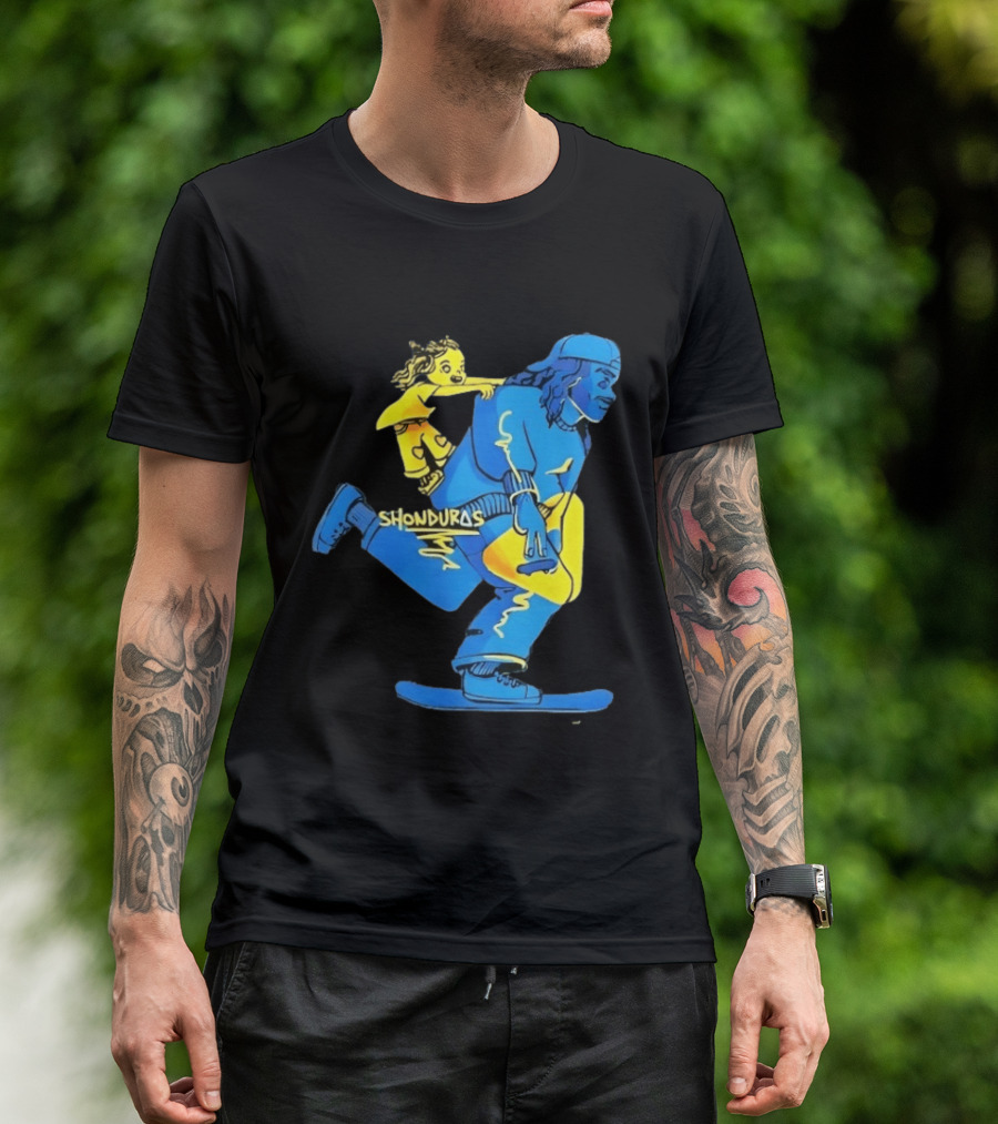 Shonduras Skateboard Skater Yellow Blue T-Shirt