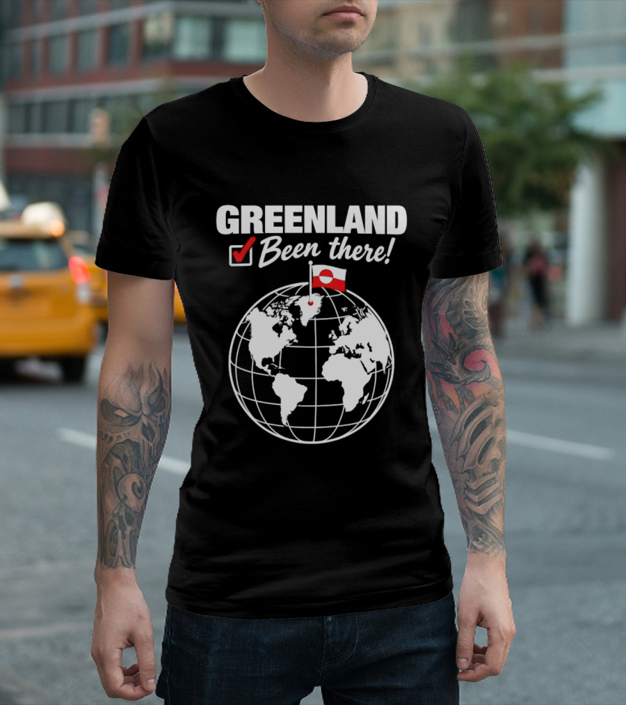Greenland Been There Travel Map With Flag And Globe T-Shirt