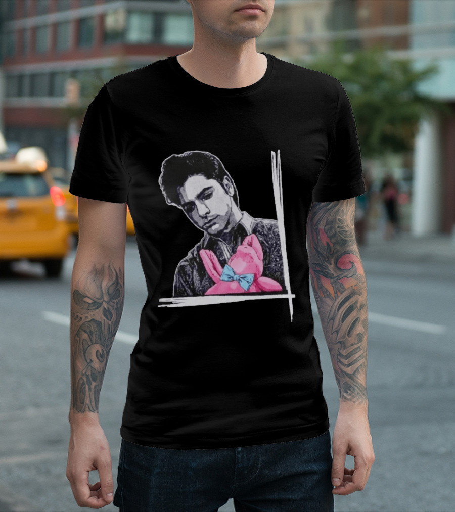 John Stamos Uncle Jesse Pink Bunny With Blue Bow Tie T-Shirt