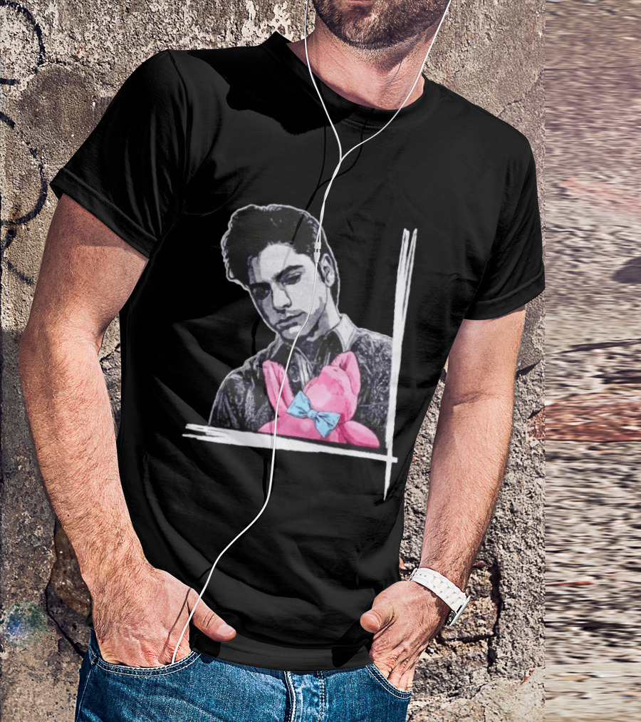 John Stamos Uncle Jesse Pink Bunny With Blue Bow Tie T-Shirt