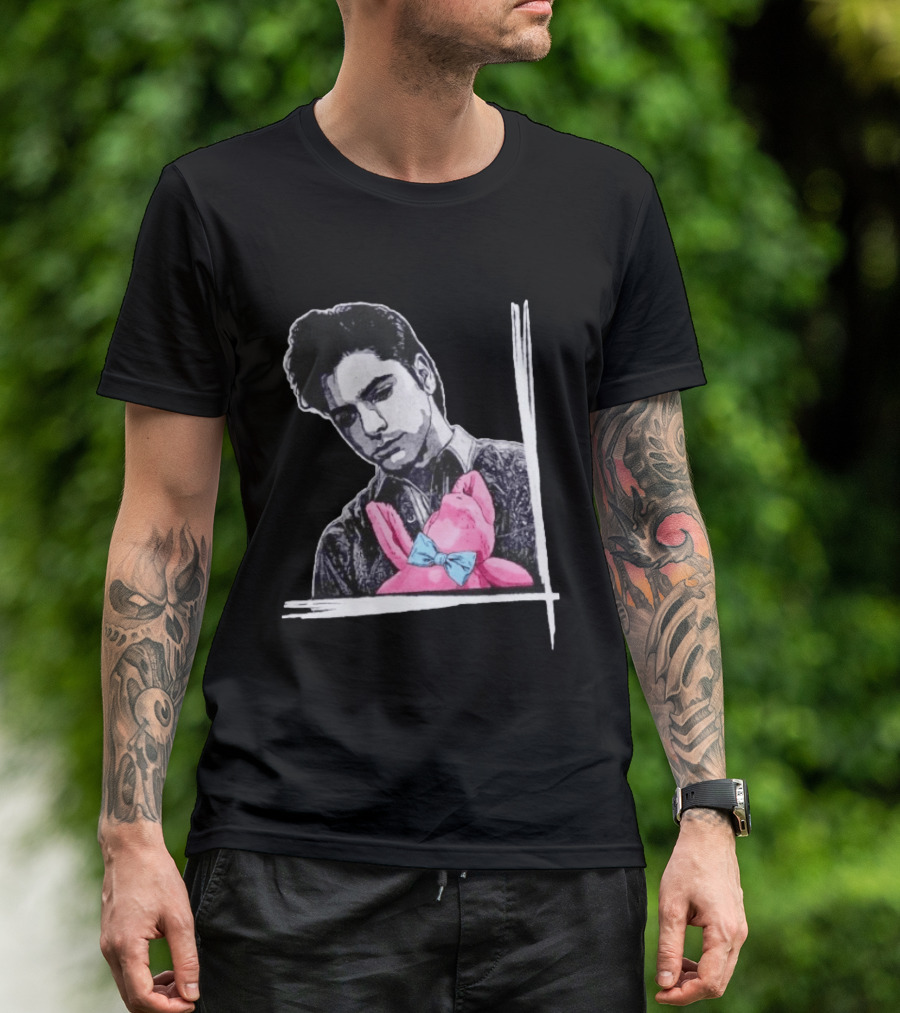 John Stamos Uncle Jesse Pink Bunny With Blue Bow Tie T-Shirt