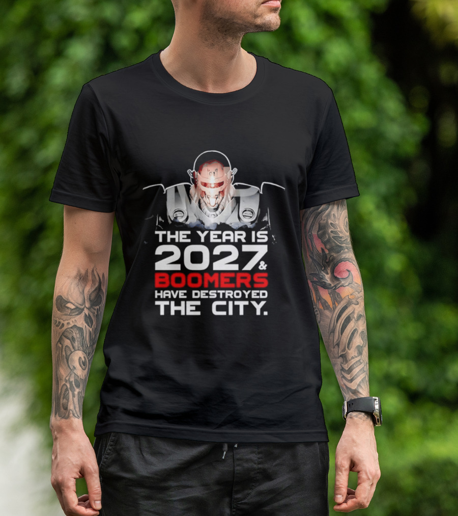 2027 Boomers Have Destroyed The City Robot T-Shirt