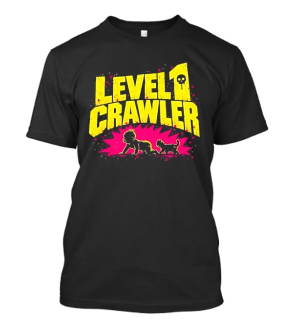 Level 1 Crawler Baby And Kitten Gamer Gaming Fun Adventure T-Shirt
