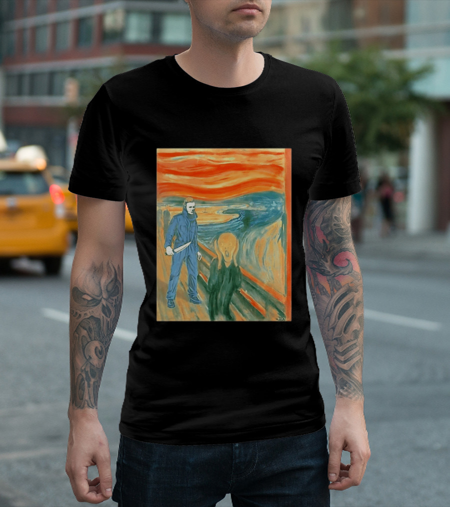 Michael Myers Meets The Scream Edvard Munch Mashup T-Shirt