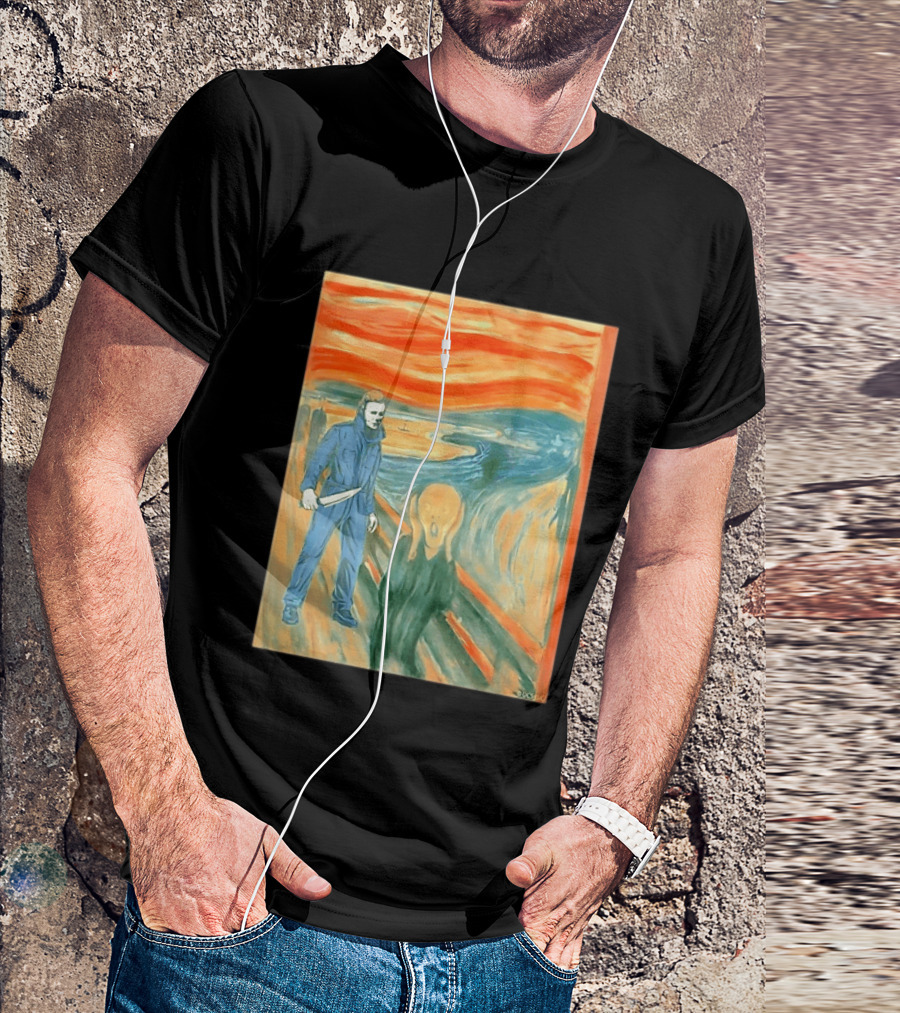 Michael Myers Meets The Scream Edvard Munch Mashup T-Shirt