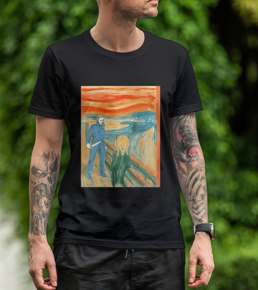 Michael Myers Meets The Scream Edvard Munch Mashup T-Shirt