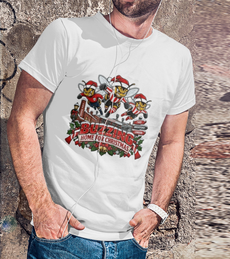 Buzzing Home For Christmas Bees TW8 Brentford London T-Shirt