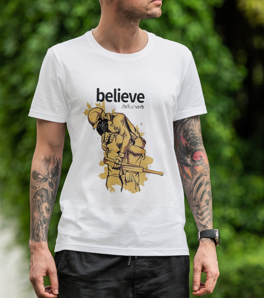 Believe Verb Definition Inspirational Motivation Embrace Cricket Players Hugging T-Shirt