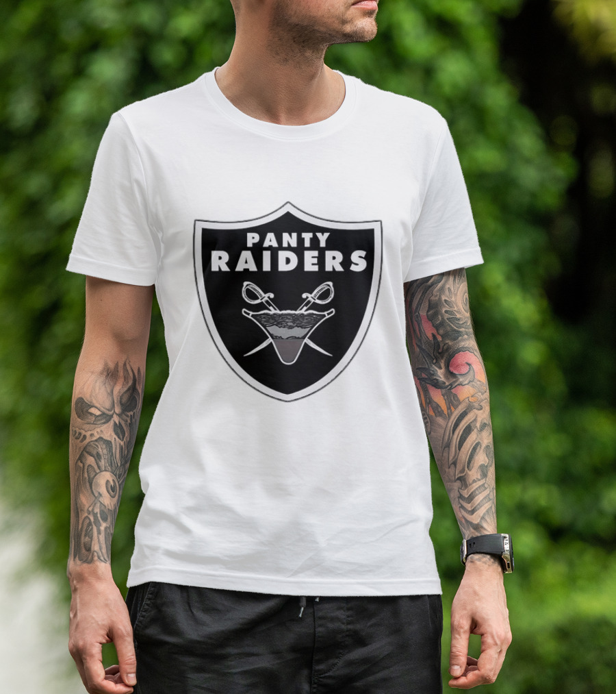 Las Vegas Panty Raiders Shield Swords And Underwear Crest T-Shirt