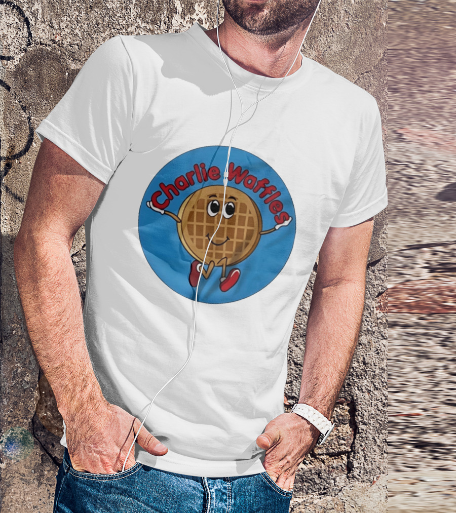 Charlie Waffles Cartoon Smiling Character In Red Shoes T-Shirt