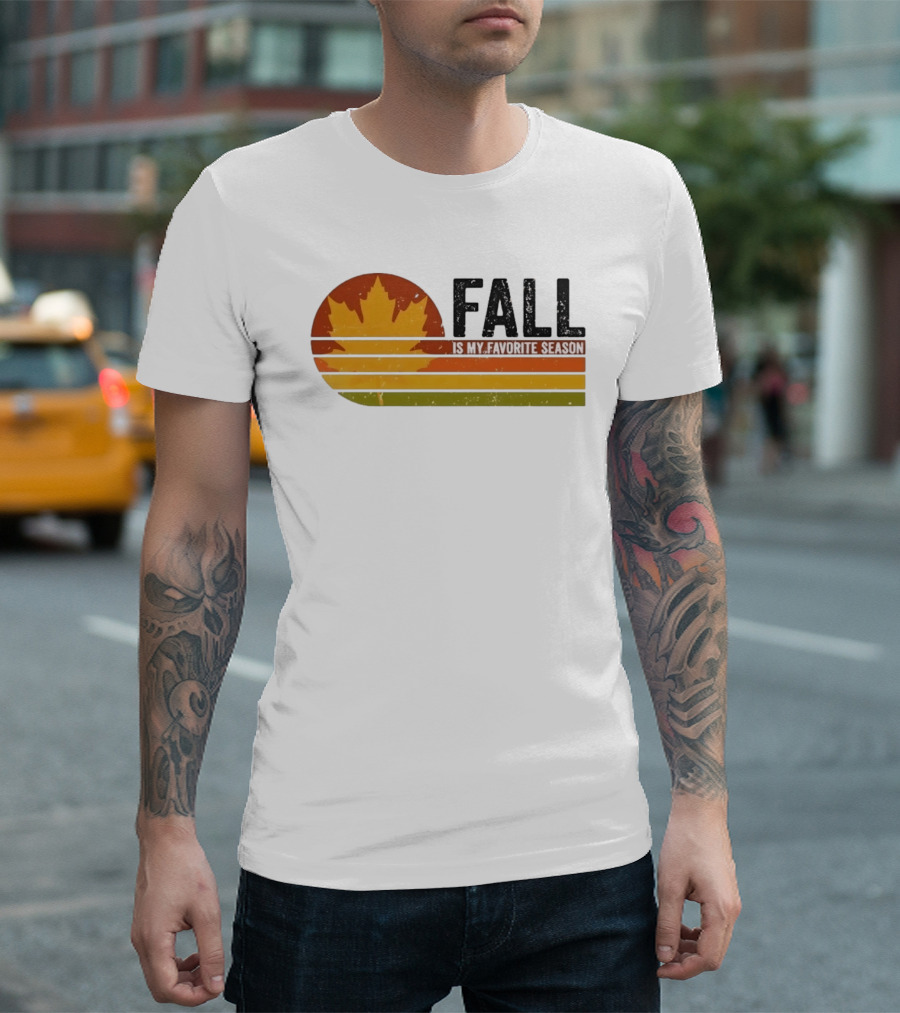 Distressed Fall Is My Favorite Season Maple Leaf T-Shirt
