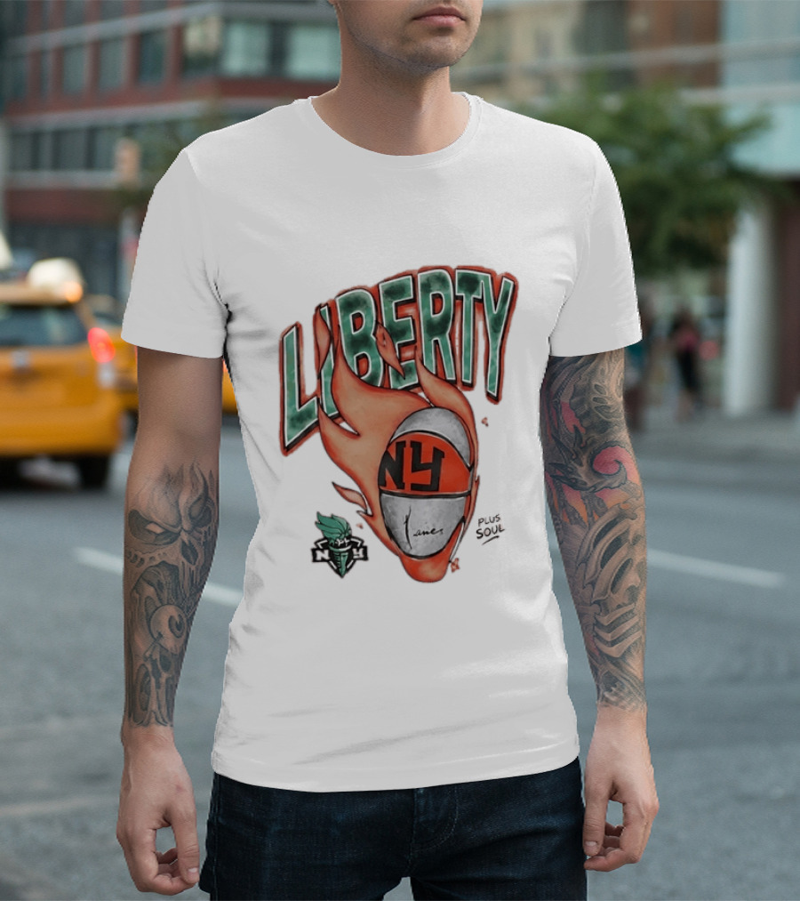New York Liberty NY Basketball Plus Soul Flames T-Shirt