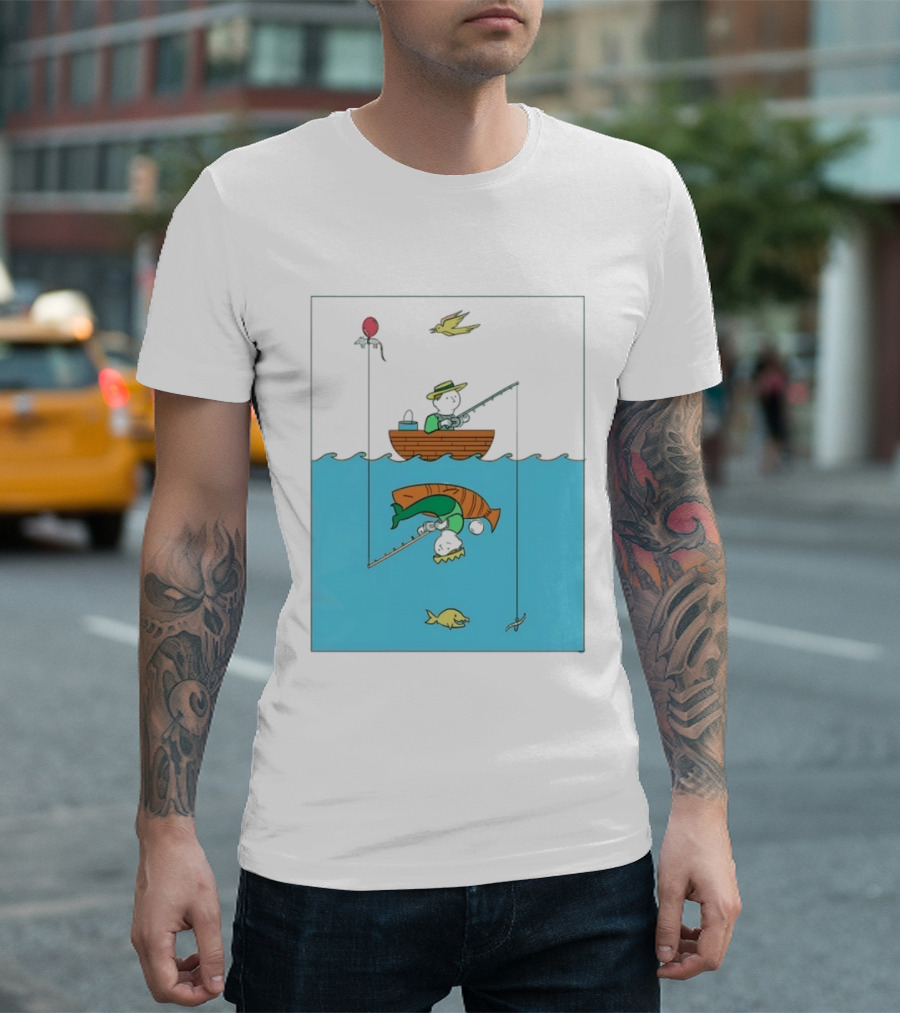 Owenbroadcast Fishing Bear With Turtle And Balloon T-Shirt