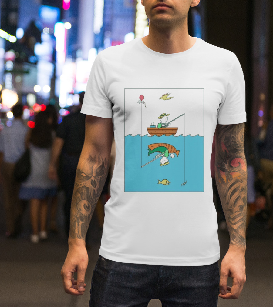 Owenbroadcast Fishing Bear With Turtle And Balloon T-Shirt