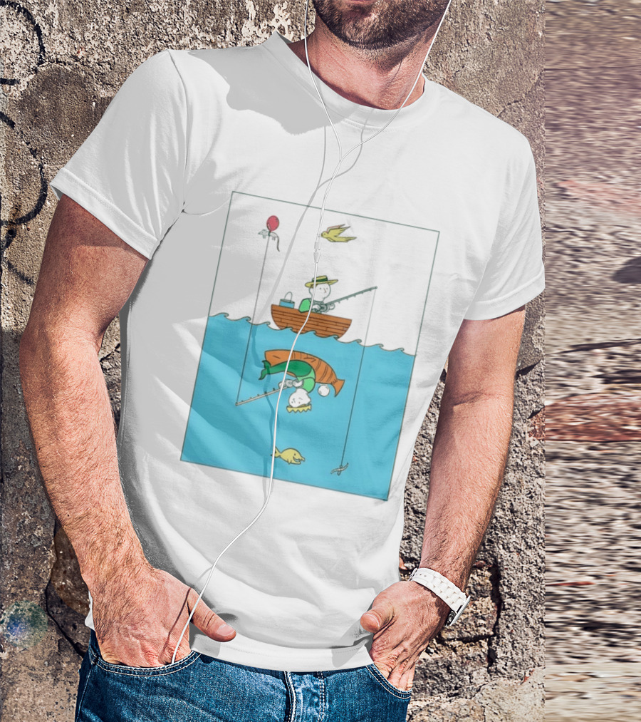 Owenbroadcast Fishing Bear With Turtle And Balloon T-Shirt