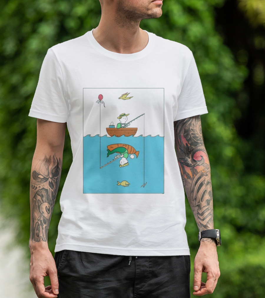 Owenbroadcast Fishing Bear With Turtle And Balloon T-Shirt