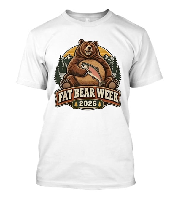 Fat Bear Week 2026 Nature Wildlife Fishing Bear Holding Salmon T-Shirt