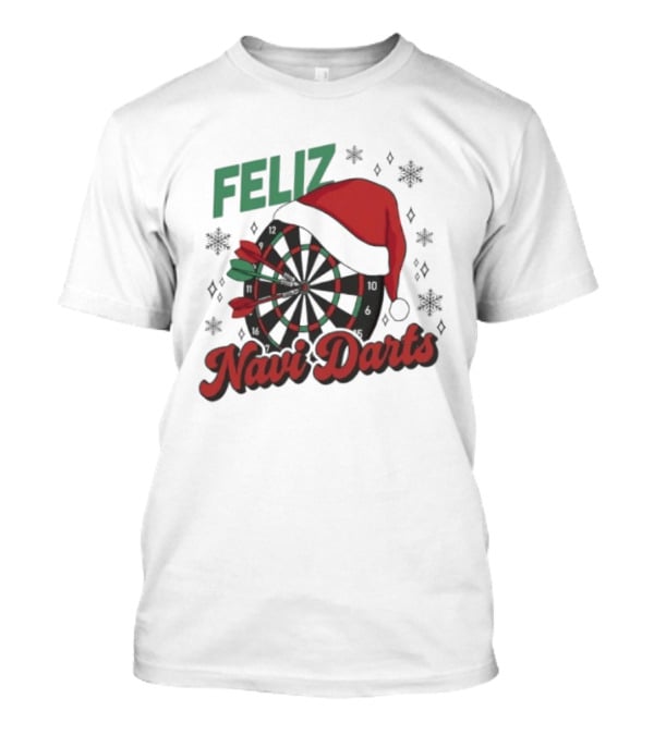 Feliz Navidarts Christmas Santa Hat Darts Board Snowflakes T-Shirt