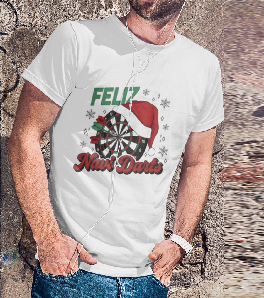 Feliz Navidarts Christmas Santa Hat Darts Board Snowflakes T-Shirt