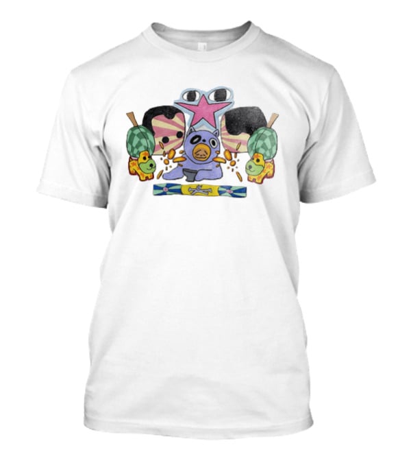 Purple Bear Star Sun Flowers Dogs Whimsical Playful T-Shirt