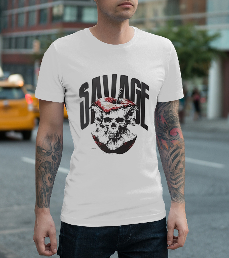 Savage Skull Apple Gothic Edgy T-Shirt