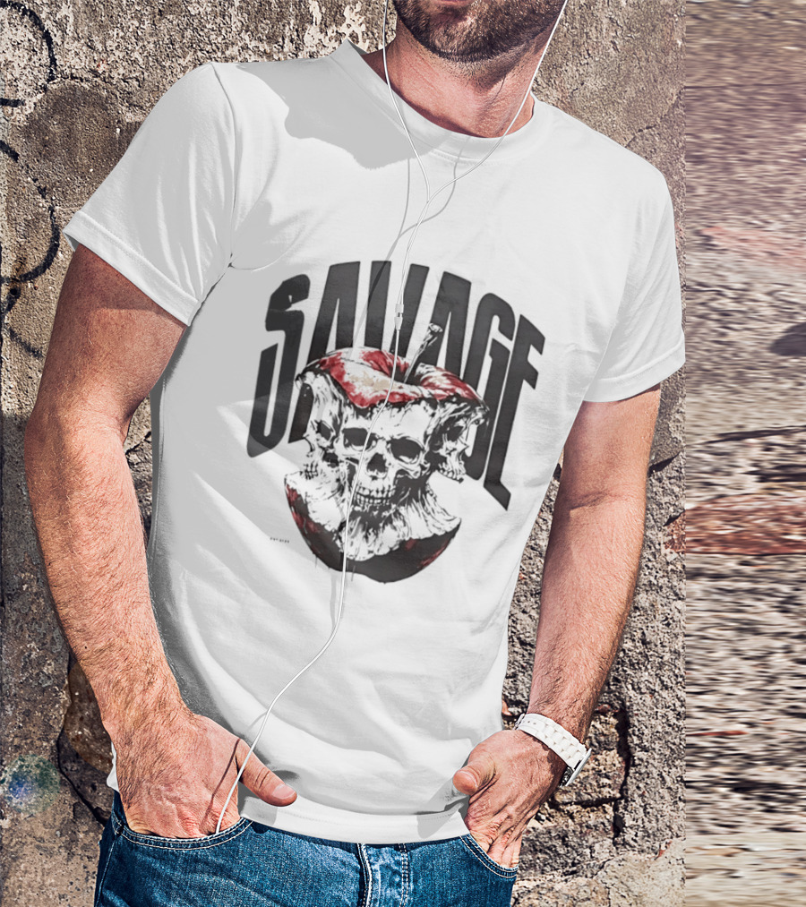Savage Skull Apple Gothic Edgy T-Shirt