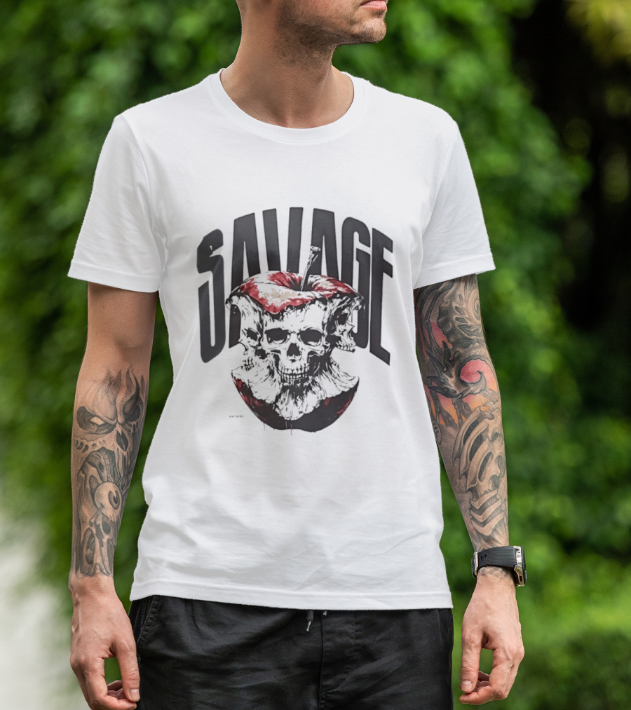 Savage Skull Apple Gothic Edgy T-Shirt