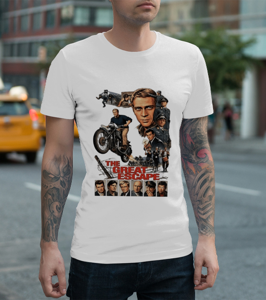 The Great Escape Classic Cinema Movie Steve McQueen 60s War Film T-Shirt
