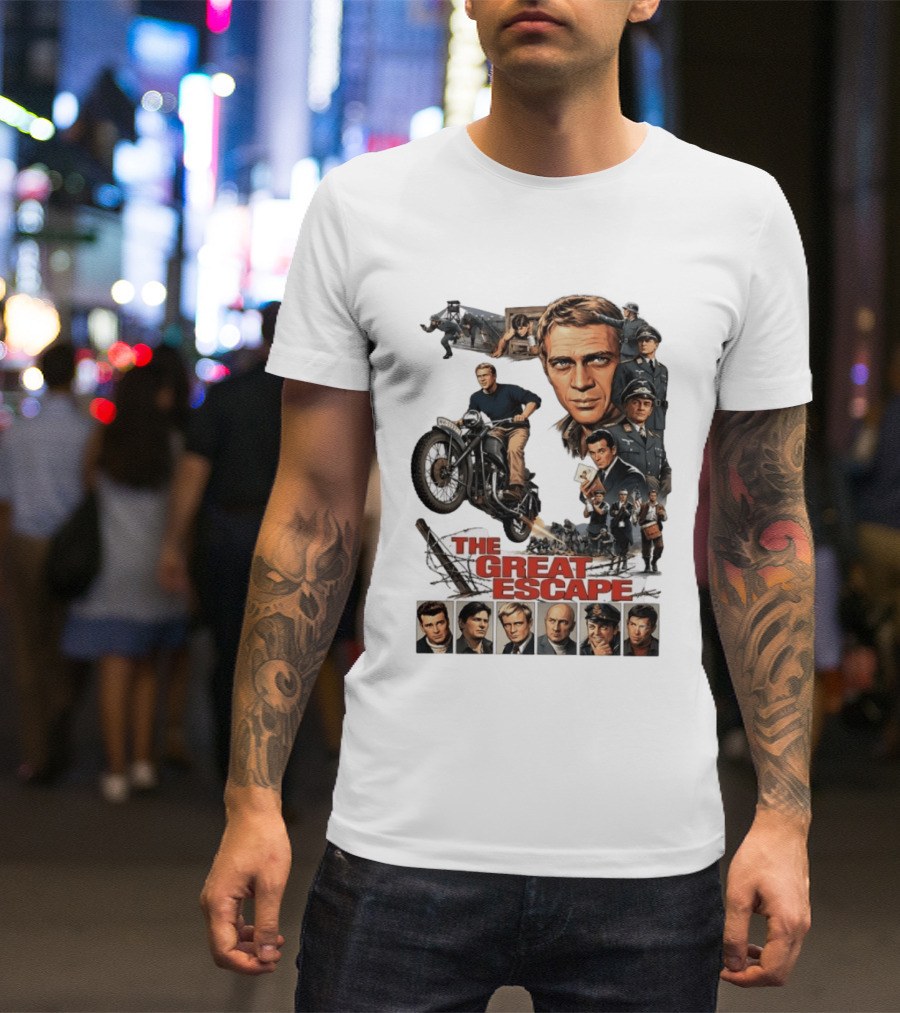The Great Escape Classic Cinema Movie Steve McQueen 60s War Film T-Shirt