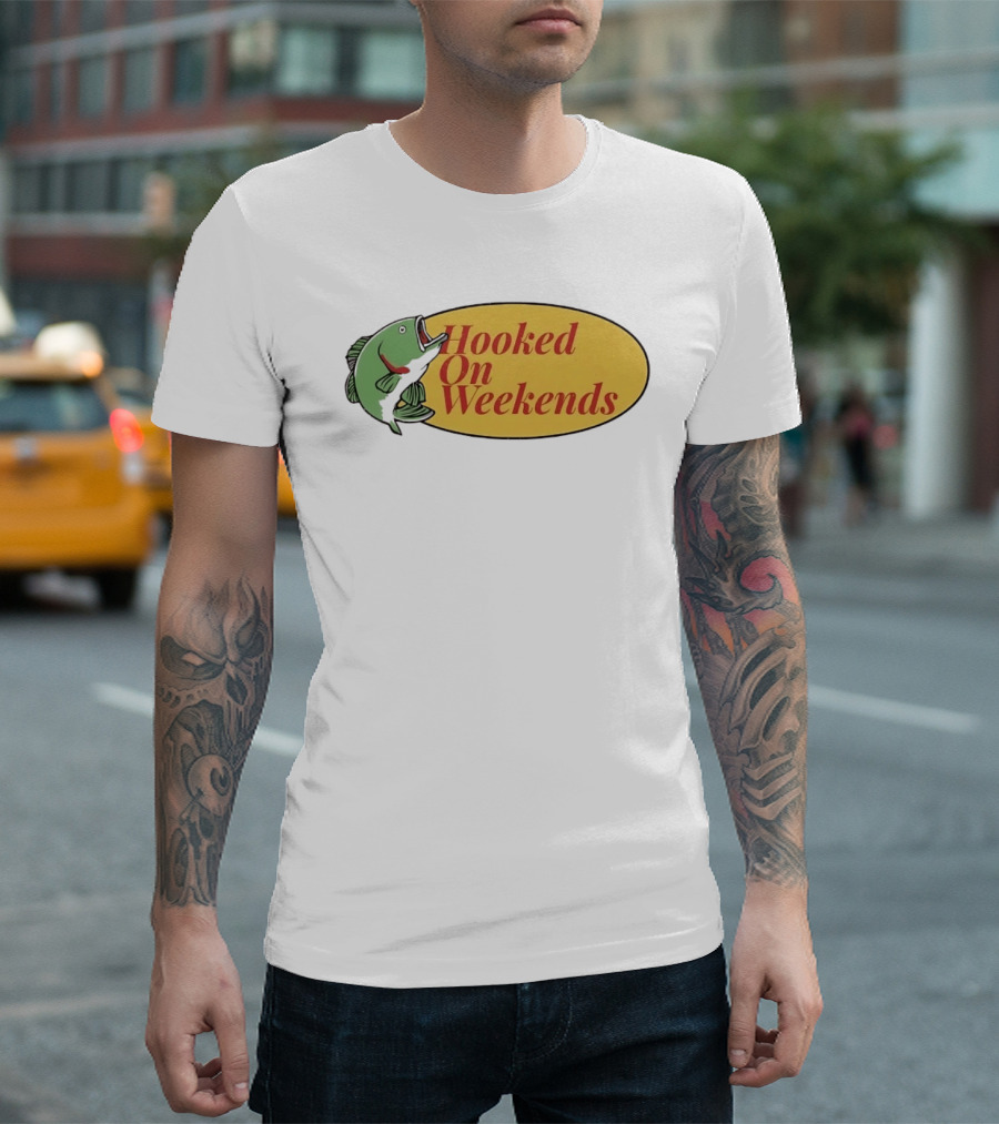 Hooked On Weekends Fishing Outdoors Weekend Fish Clipart T-Shirt