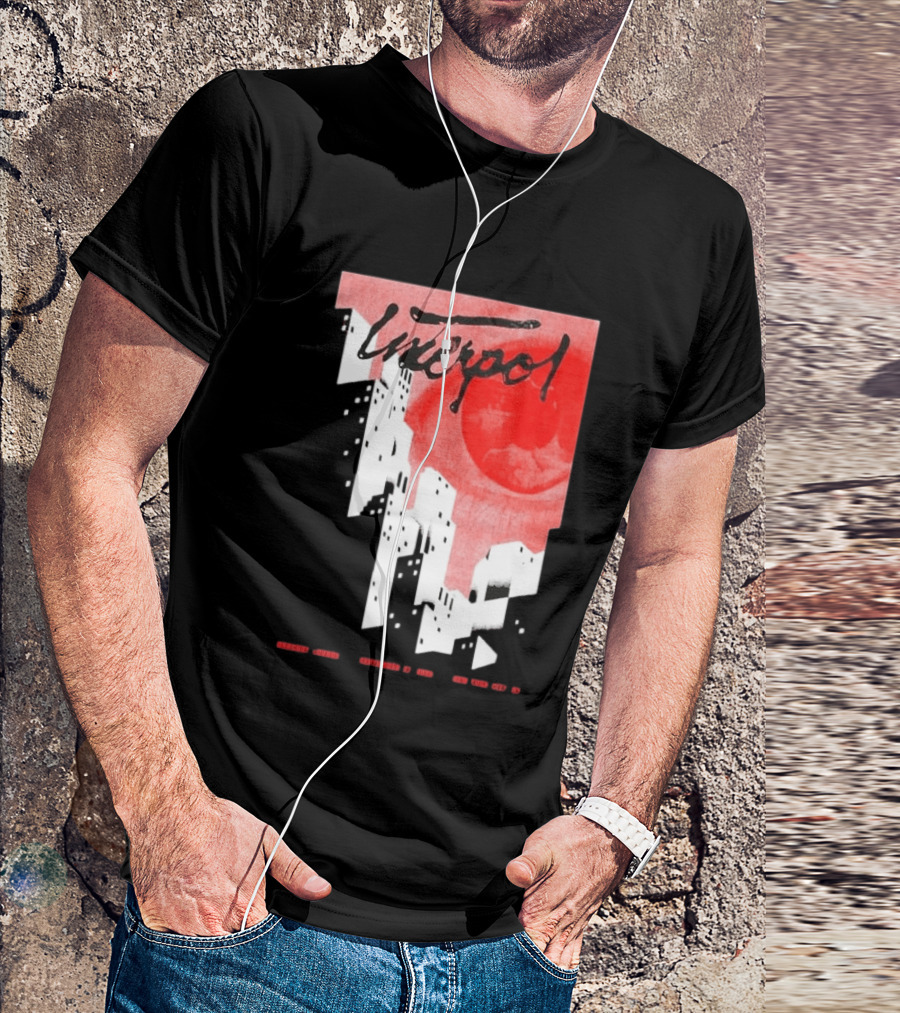 Interpol New York September 27 2026 Tour Cities Skyline Red Moon T-Shirt